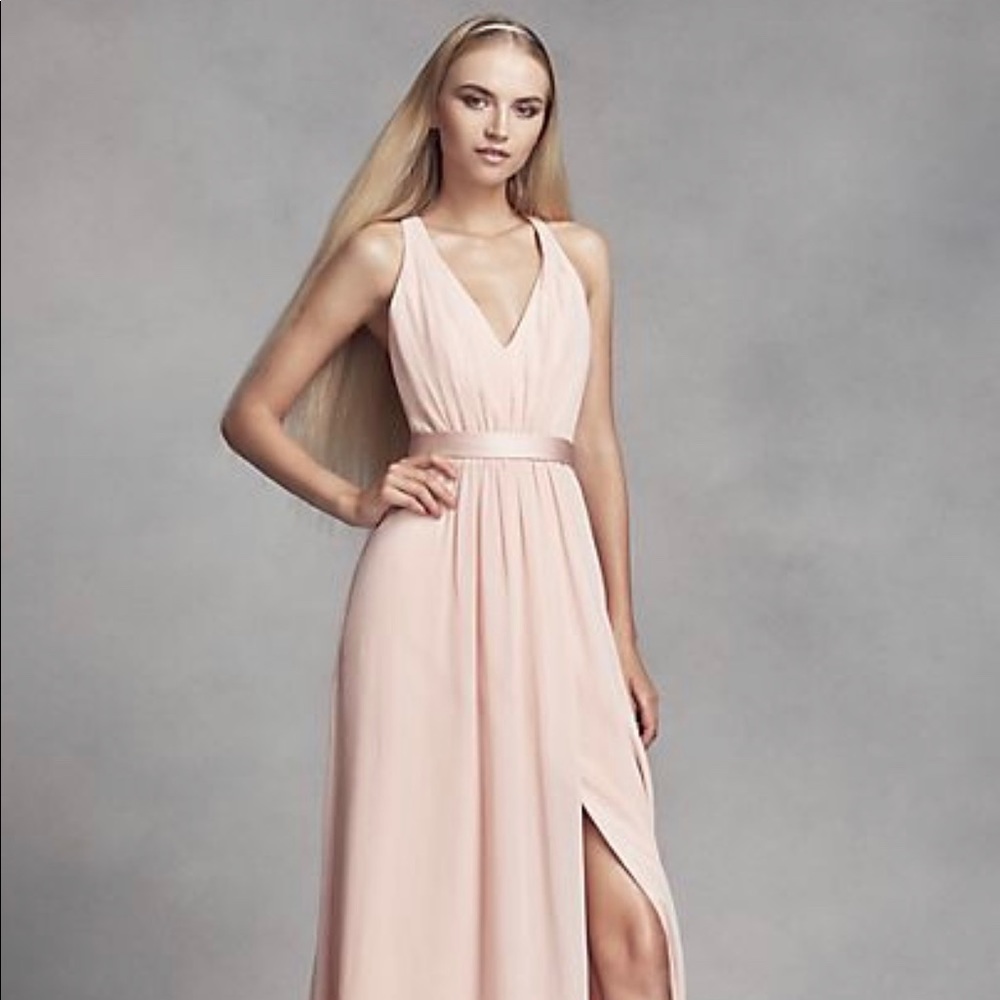 Vera Wang Long Chiffon Dress Low Crisscross Back